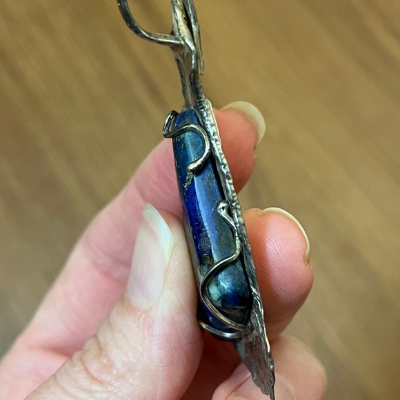 Large Lapis Stone Pendant Necklace 925 Sterling Silver Southwestern Handmade NEW - Picture 9 of 10